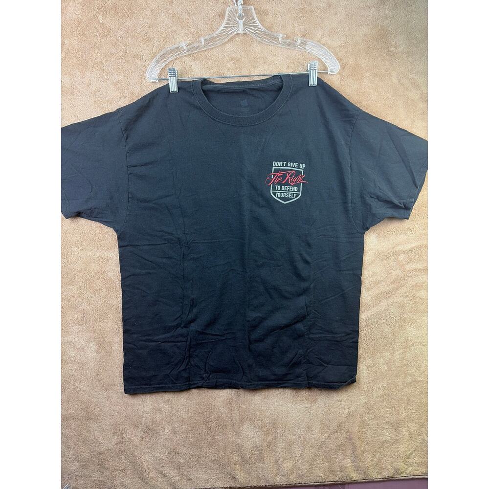 Don't Give Up Right To Defend Yourself Men's Black T Shirt Size Large